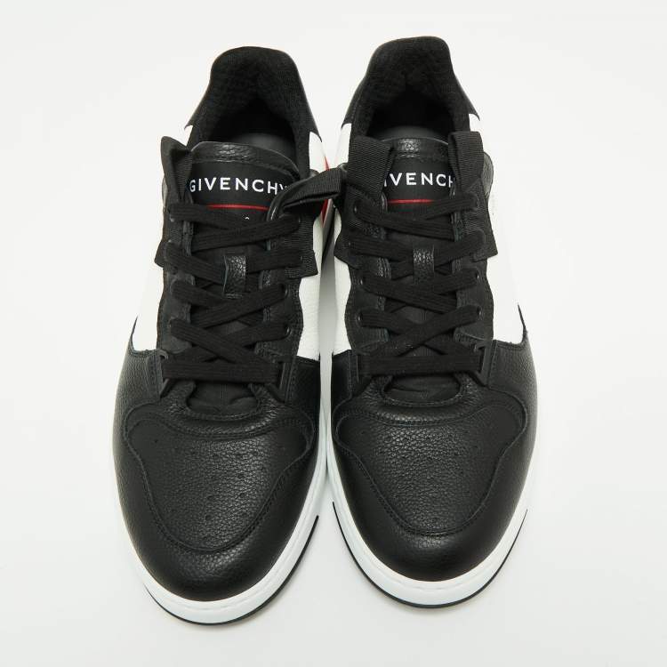 Pre Owned Givenchy White/Black  Leather Runner Lace-Up Sneakers Size 43