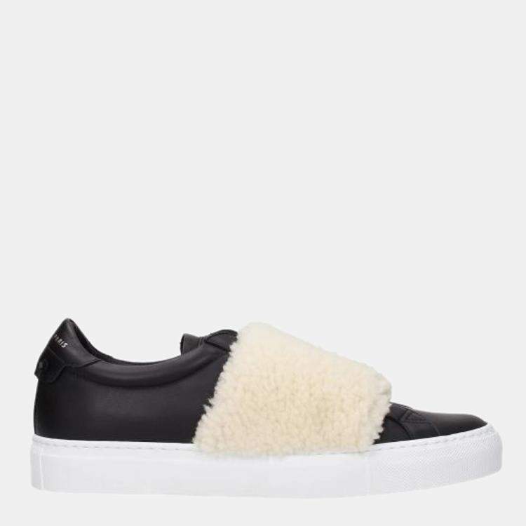 Givenchy Black/Beige Leather and Shearling Urban Street Sneakers Size US 8  EU 41 Givenchy | TLC