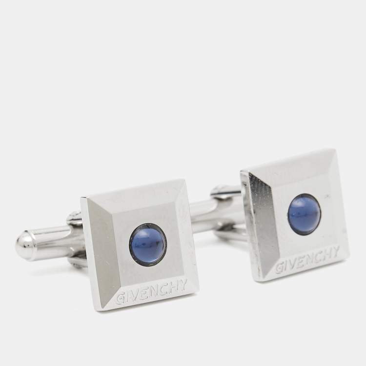 Pre Owned Givenchy Resin Silver Tone Cufflinks
