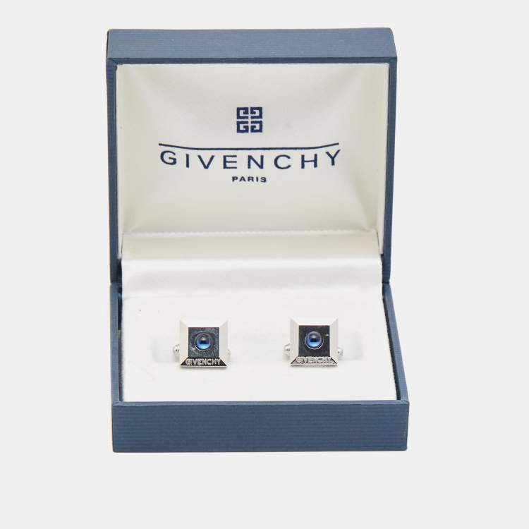 Pre Owned Givenchy Resin Silver Tone Cufflinks