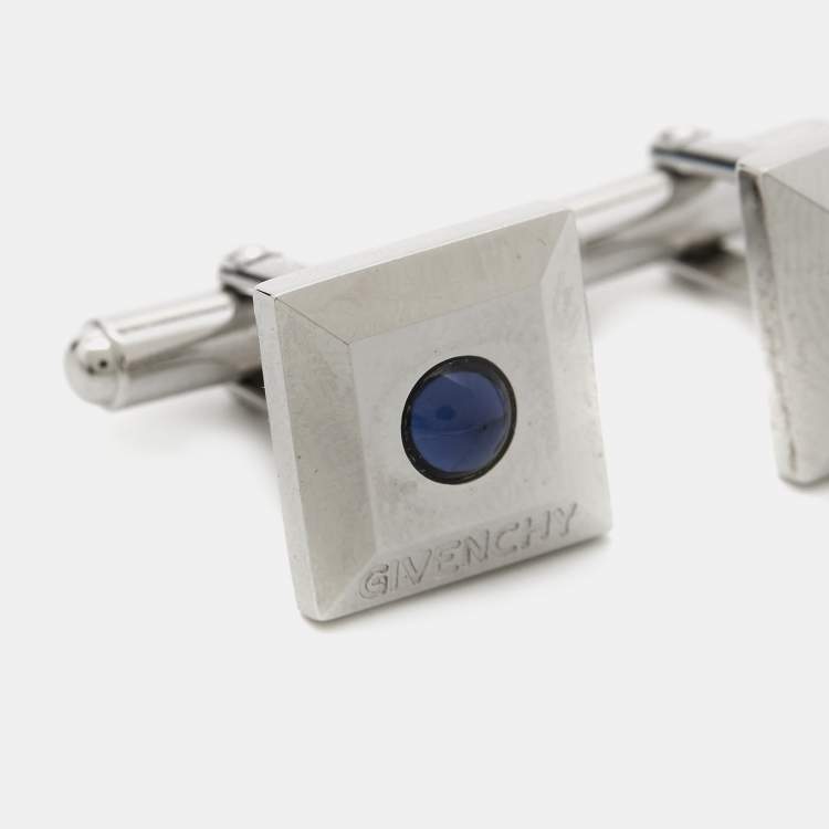 Pre Owned Givenchy Resin Silver Tone Cufflinks