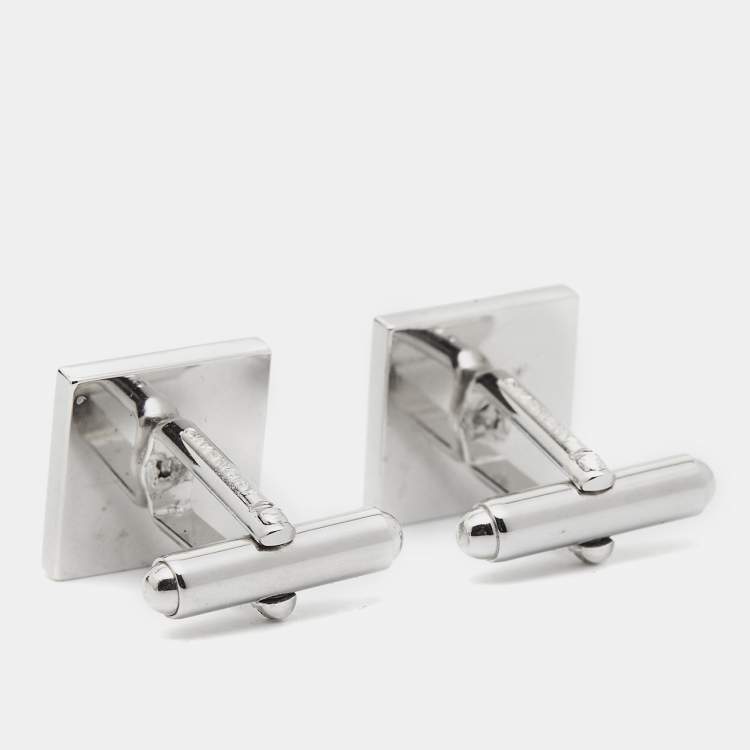 Pre Owned Givenchy Resin Silver Tone Cufflinks