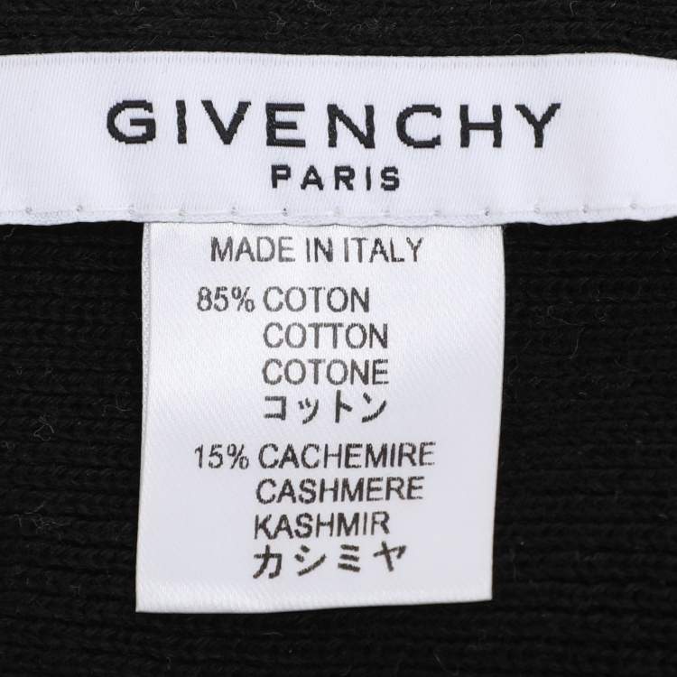 Pre Owned Givenchy Black Star Logo Intarsia Knit Cashmere Beanie