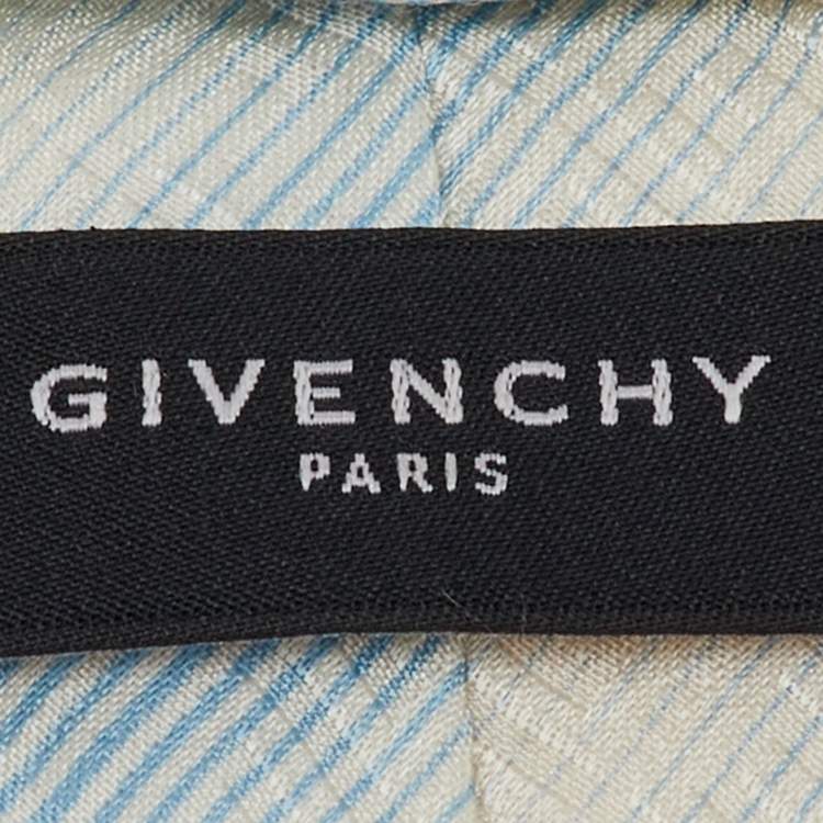 Pre Owned Givenchy Blue/White Signature Logo Print Silk Tie