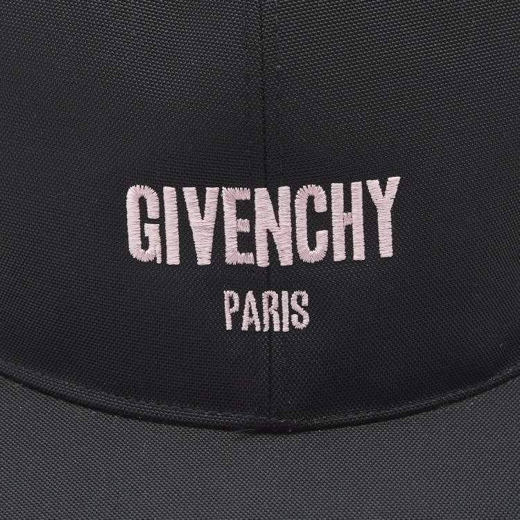 Pre Owned Givenchy Paris Black Logo Canvas Floral Embroidered Cap