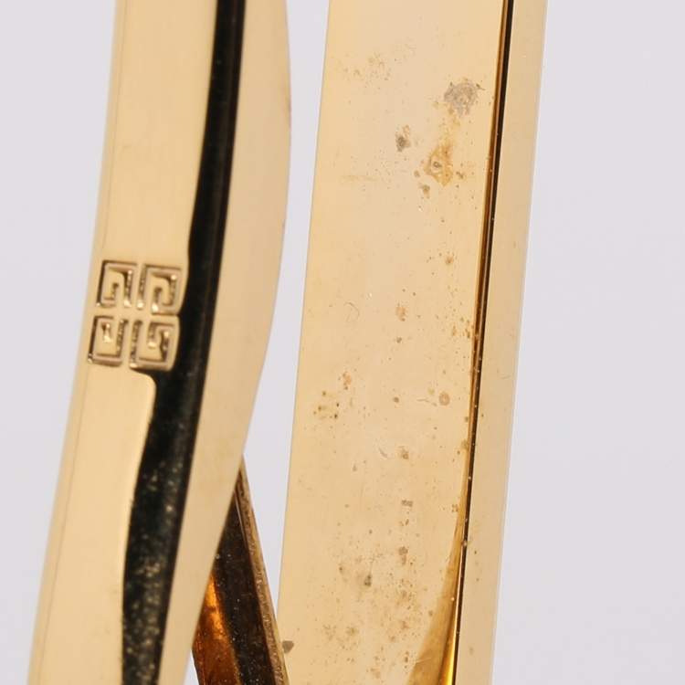 Pre Owned Givenchy Gold Tone Metal and Multicolor Resin Inlay Tie Clip 