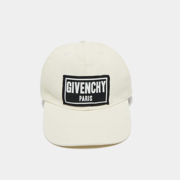 Pre Owned Givenchy White Nylon Logo Patch Base Ball Cap 56Cm