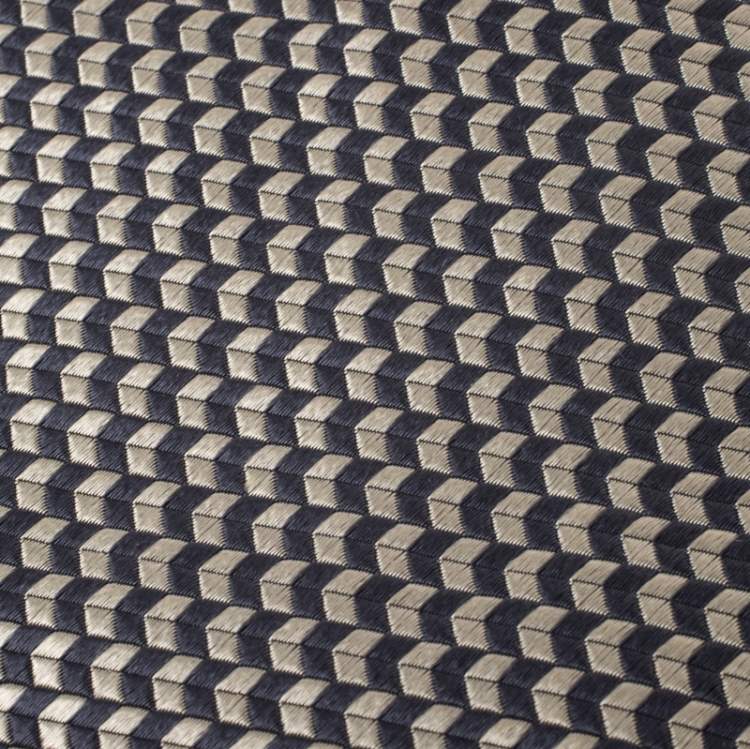 Pre Owned Givenchy Vintage Grey & Cream Jacquard Silk Tie