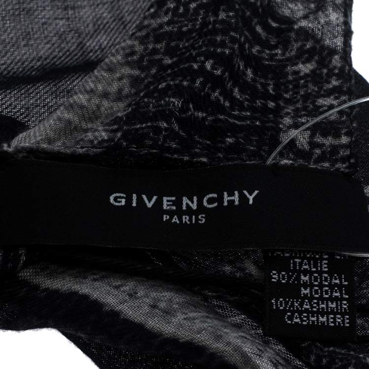 Pre Owned Givenchy Grey American Flag Print Modal Cashmere Scarf