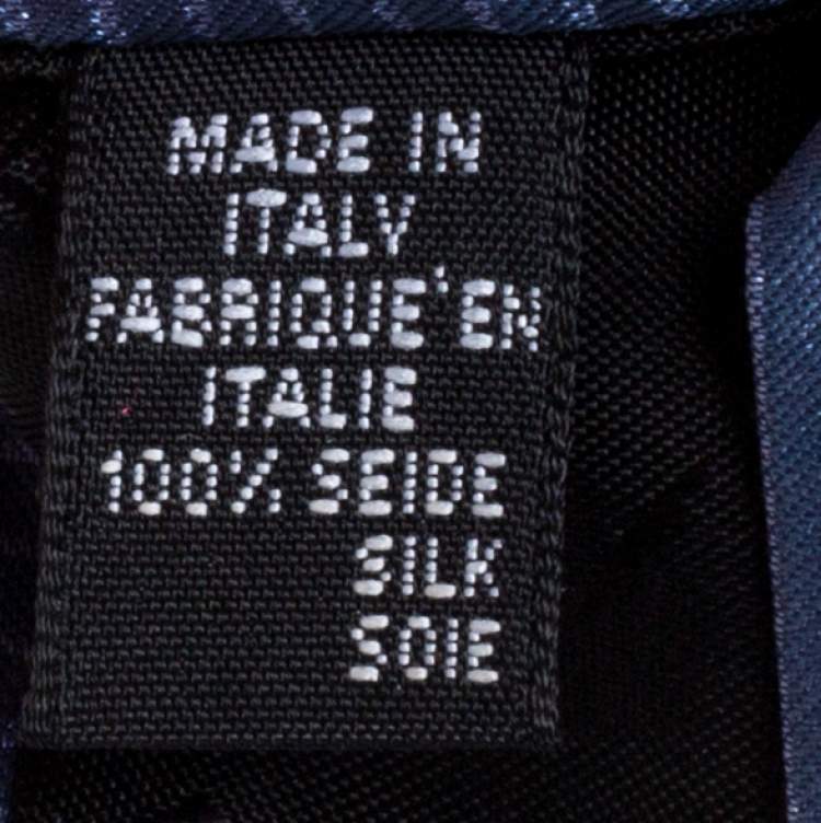 Pre Owned Givenchy Blue Striped Logo Silk Tie