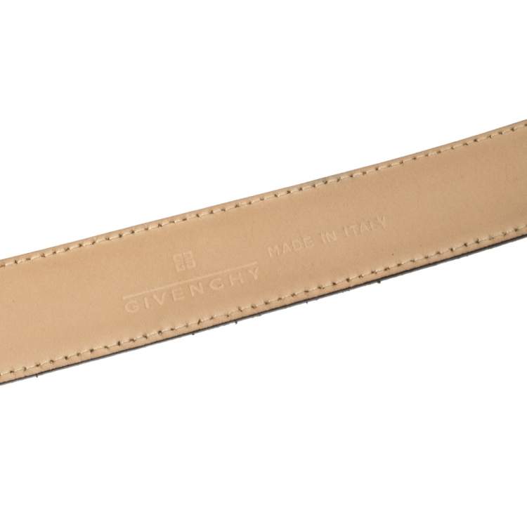 Pre Owned Givenchy Black Lizard Embossed Leather Plaque Logo Belt 100CM