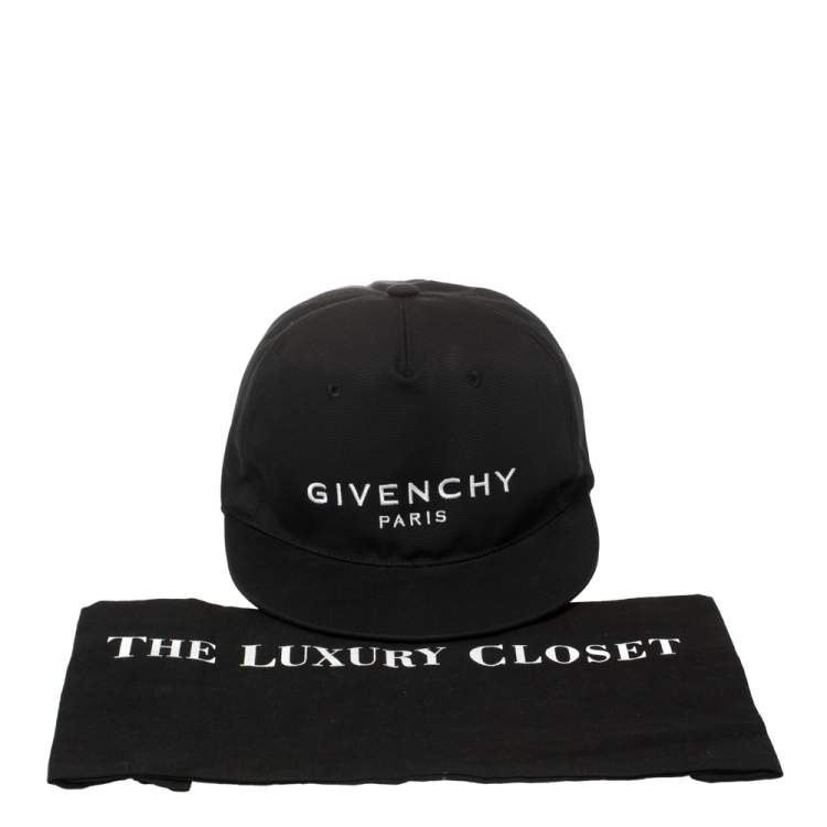 Pre Owned Givenchy Black Logo Embroidered Canvas Baseball Cap