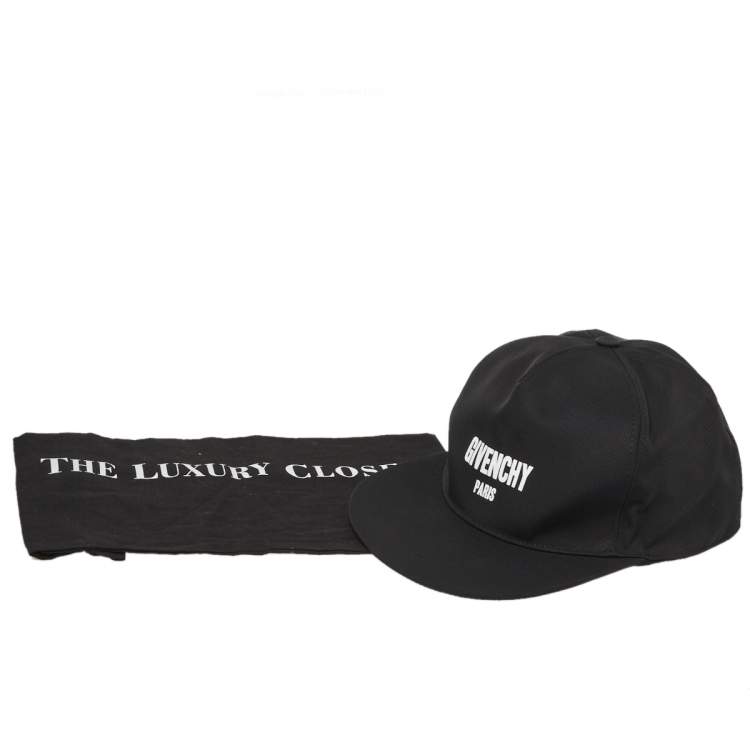 Pre Owned Givenchy Black Logo Print Canvas Cap