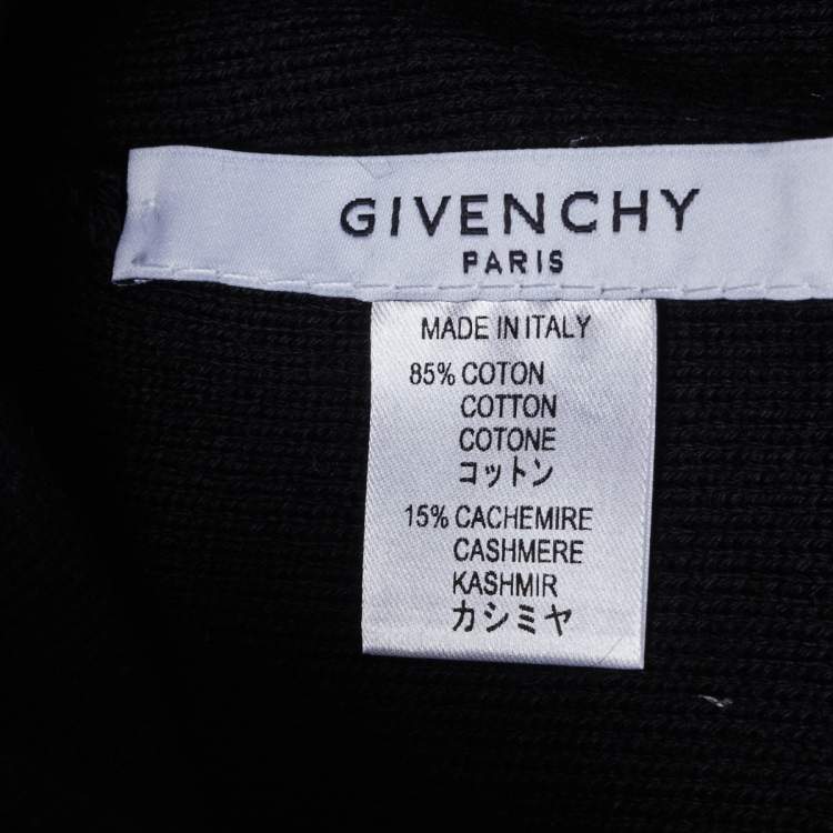 Pre Owned Givenchy Black Star Logo Intarsia Knit Cashmere Beanie