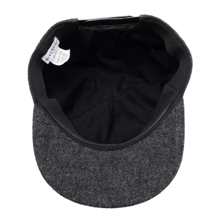 Pre Owned Givenchy Charcoal Grey Logo Embroidered Wool Baseball Cap 