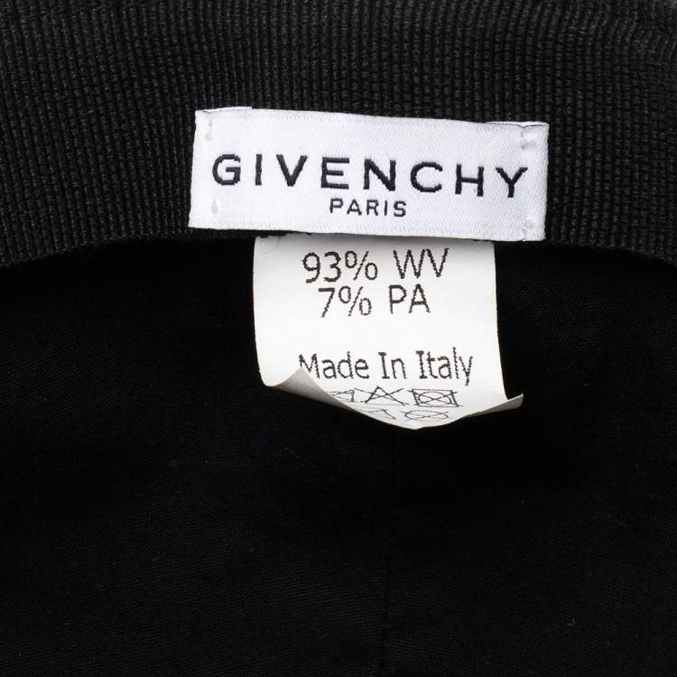 Pre Owned Givenchy Charcoal Grey Logo Embroidered Wool Baseball Cap 