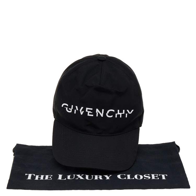 Pre Owned Givenchy Black Split Logo Technical Fabric Cap