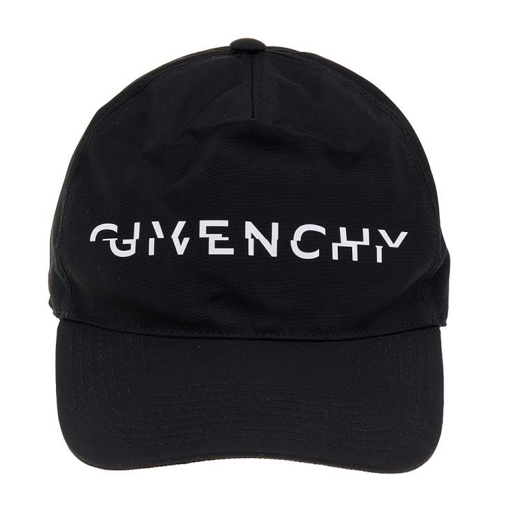Pre Owned Givenchy Black Split Logo Technical Fabric Cap