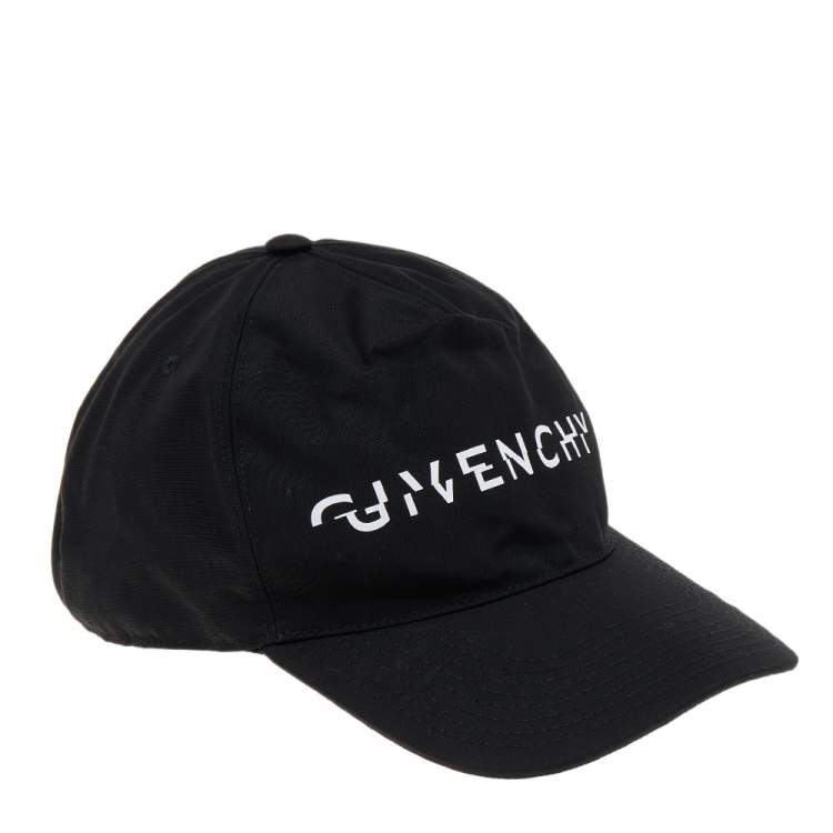 Pre Owned Givenchy Black Split Logo Technical Fabric Cap