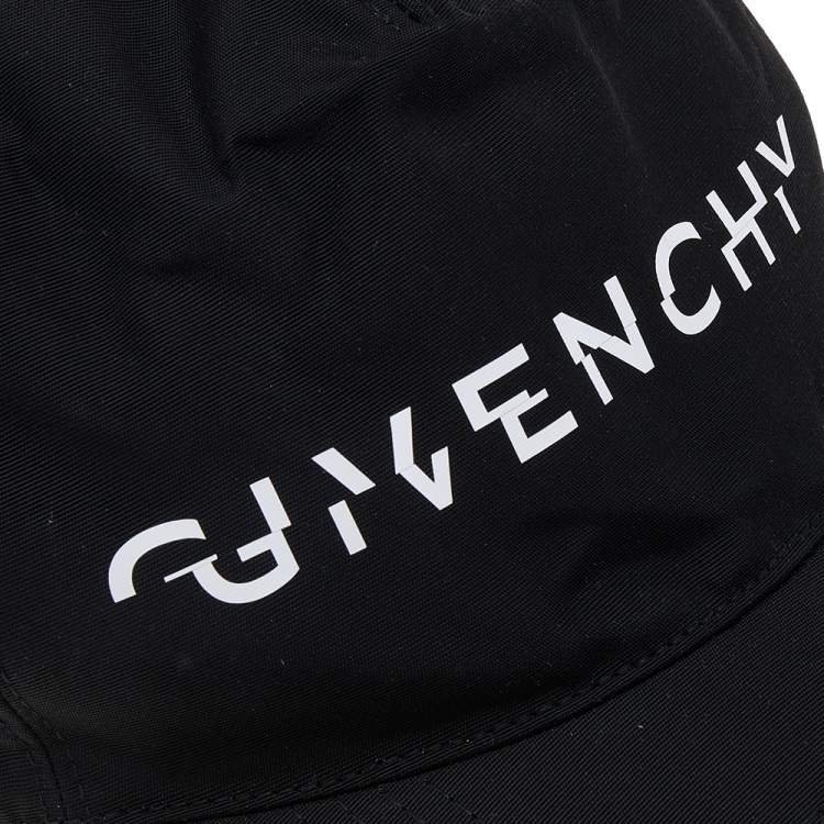Pre Owned Givenchy Black Split Logo Technical Fabric Cap