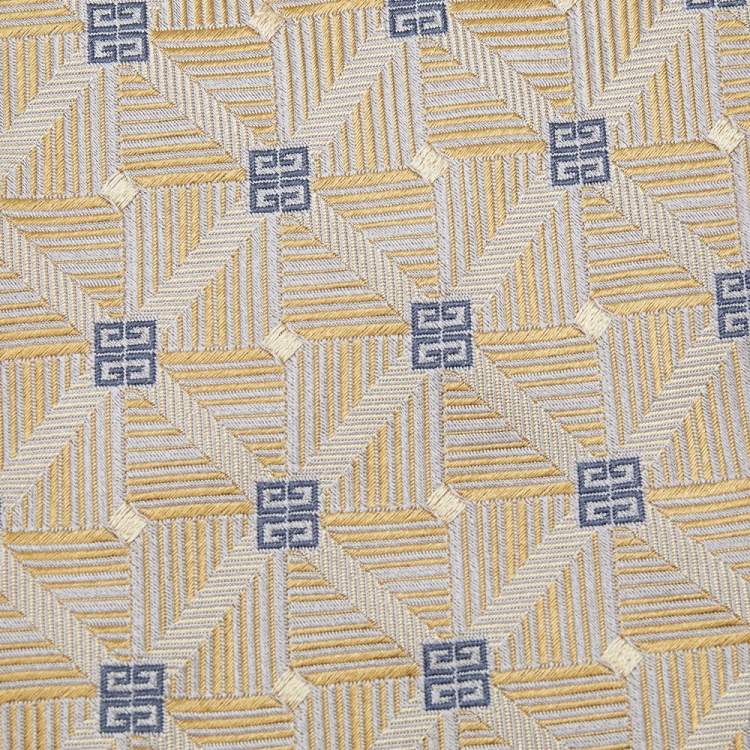 Pre Owned Givenchy Gold GG Patterned Jacquard Silk Tie