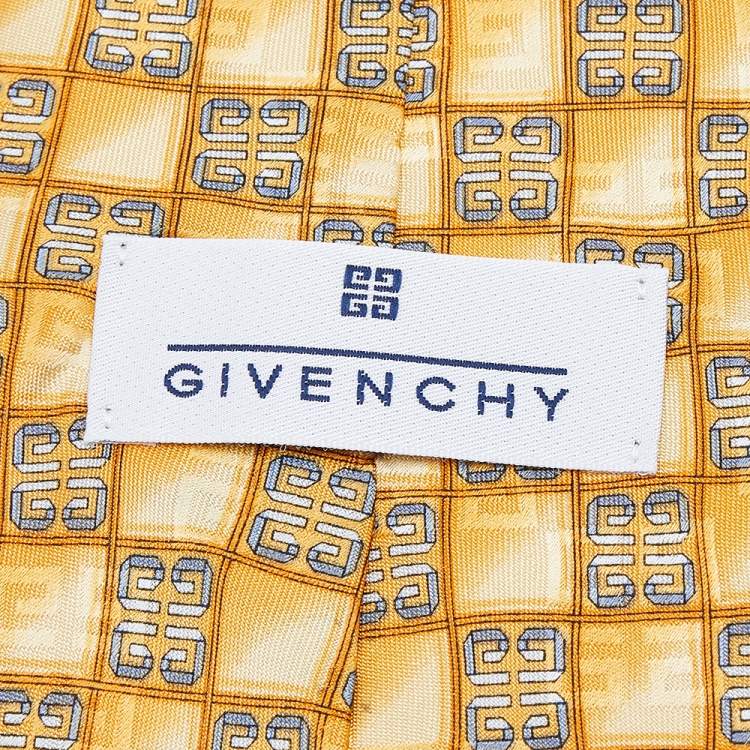 Pre Owned Givenchy Yellow GG Motif Jacquard Silk Tie