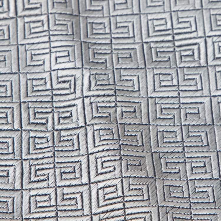 Pre Owned Givenchy Silver GG Patterned Jacquard Silk Tie