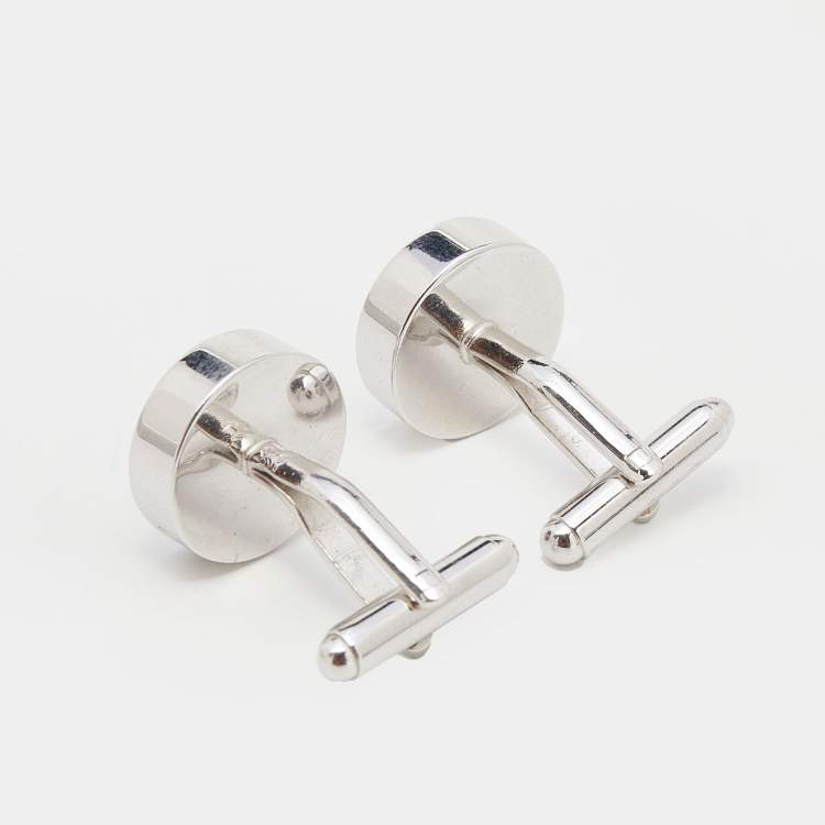 Pre Owned Givenchy Vintage Black Resin Dots Round Cufflinks