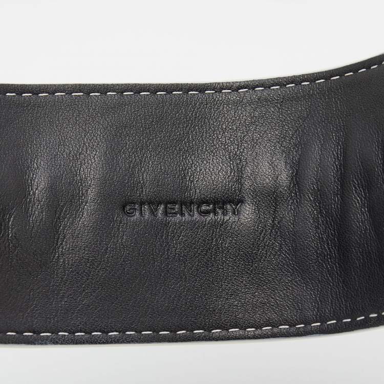 Pre Owned Givenchy Monochrome Leather Wrap Bracelet