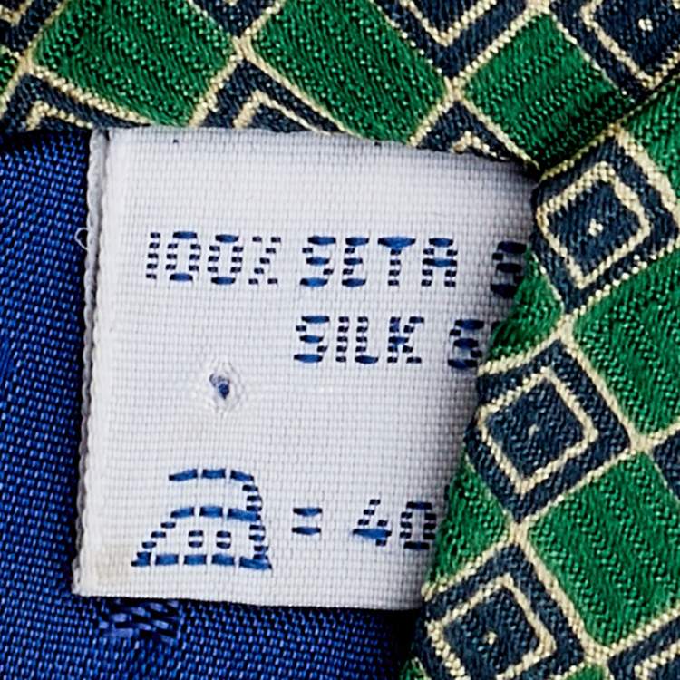 Pre Owned Givenchy Gentleman Green Geometric Printed Silk Traditional Tie