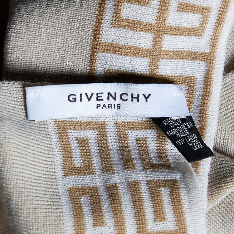 Pre Owned Givenchy Beige Striped Wool Scarf