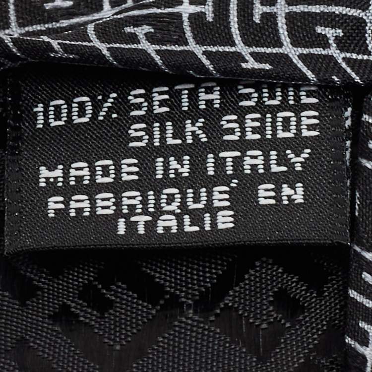 Pre Owned Givenchy Black Check Logo Pattern Silk Traditional Tie