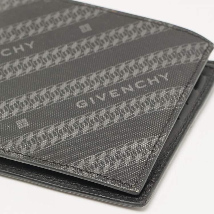Pre Owned Givenchy Black Nylon Diagonal Logo Bifold Wallet
