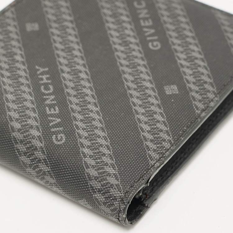 Pre Owned Givenchy Black Nylon Diagonal Logo Bifold Wallet