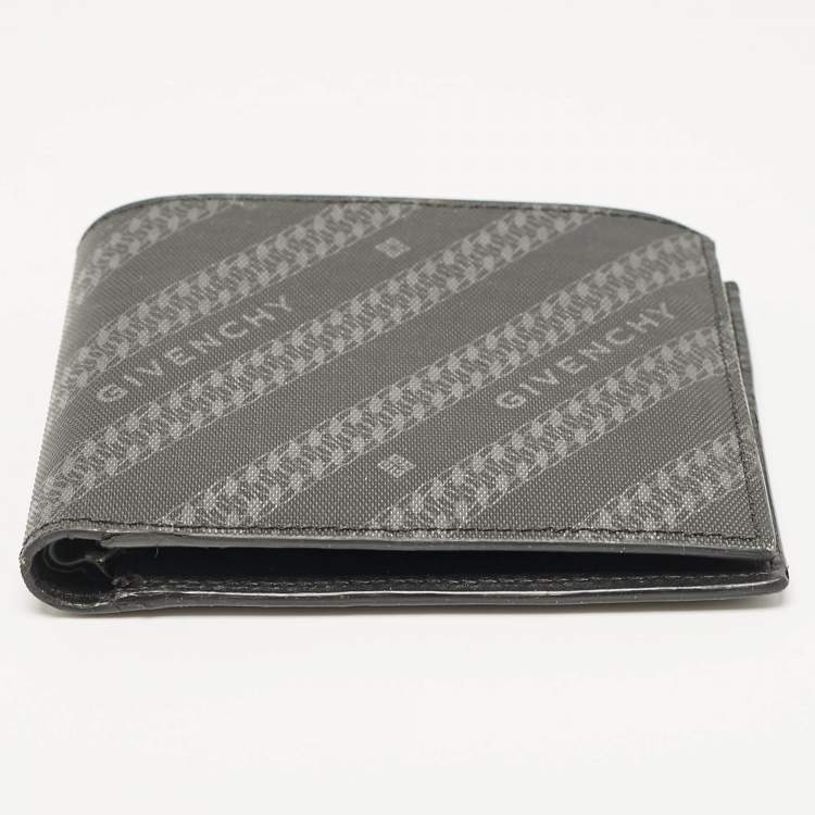 Pre Owned Givenchy Black Nylon Diagonal Logo Bifold Wallet