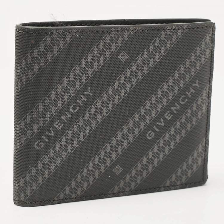 Pre Owned Givenchy Black Nylon Diagonal Logo Bifold Wallet
