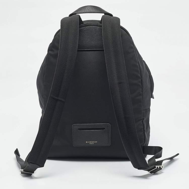 Pre Owned Givenchy Black Leather and Nylon Shark Print Backpack