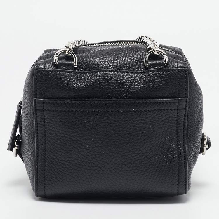 Pre Owned Givenchy Black Leather Mini Pandora Chain Crossbody Bag