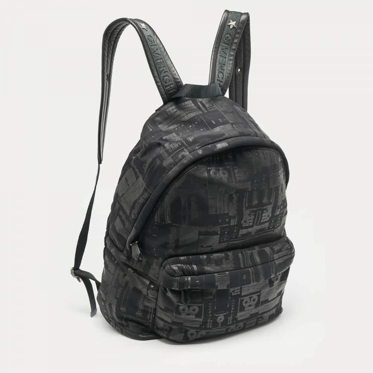 Pre Owned Givenchy Black Printed Padded Nylon Backpack