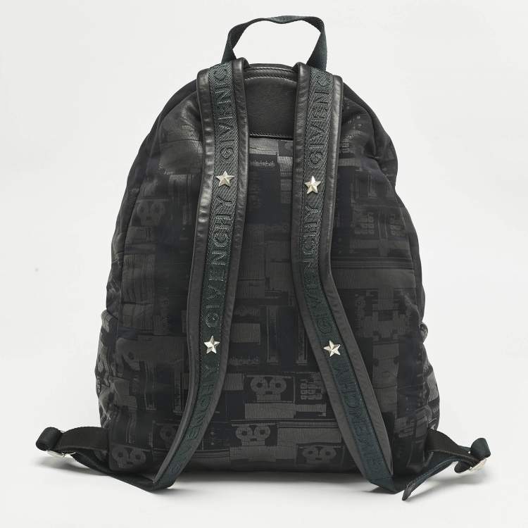 Pre Owned Givenchy Black Printed Padded Nylon Backpack