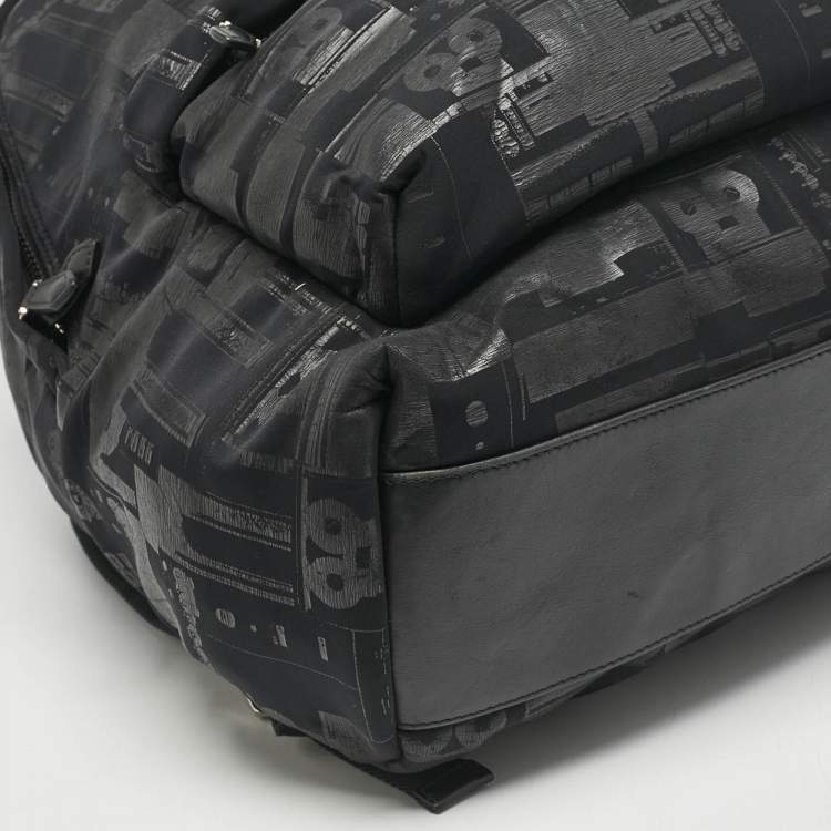 Pre Owned Givenchy Black Printed Padded Nylon Backpack