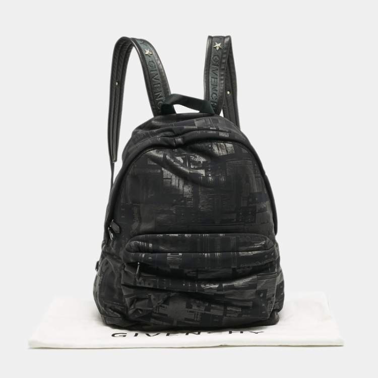 Pre Owned Givenchy Black Printed Padded Nylon Backpack