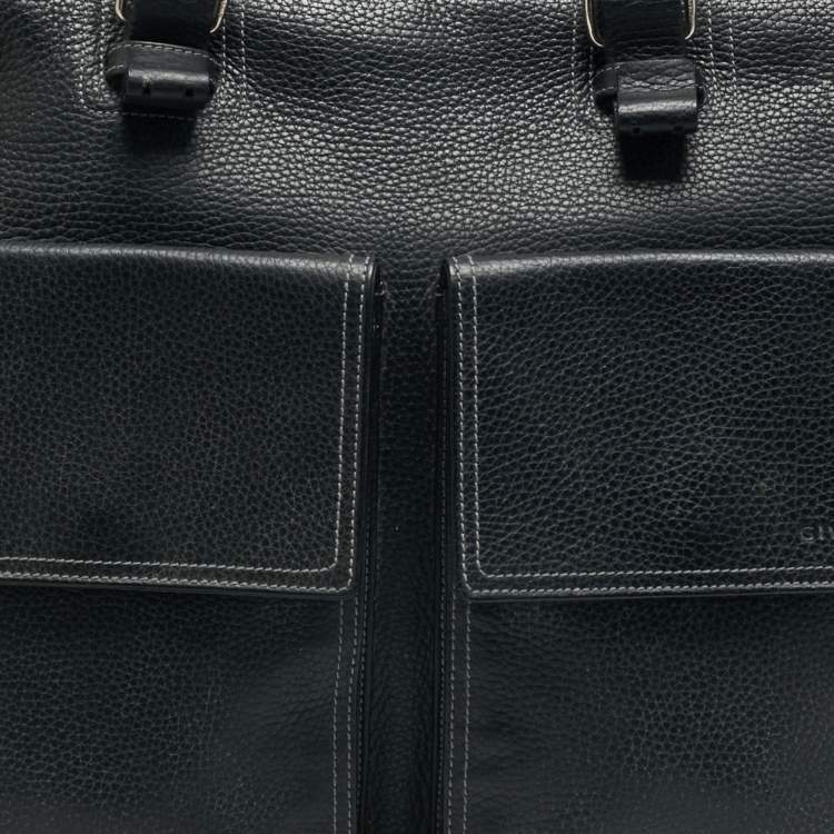 Pre Owned Givenchy Double Gusset Black Leather Briefcase