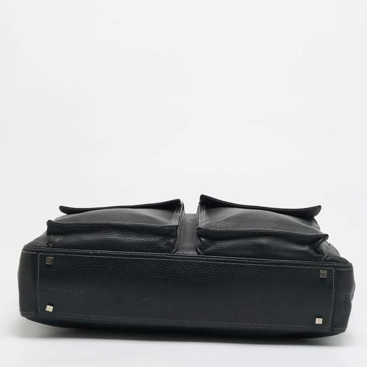 Pre Owned Givenchy Double Gusset Black Leather Briefcase