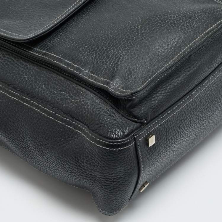 Pre Owned Givenchy Double Gusset Black Leather Briefcase