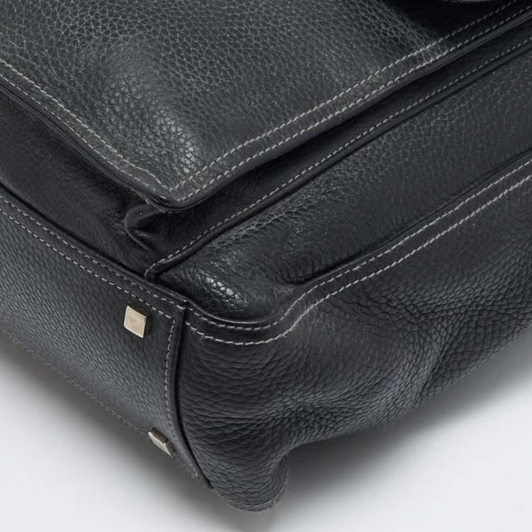 Pre Owned Givenchy Double Gusset Black Leather Briefcase