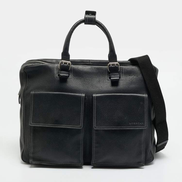 Pre Owned Givenchy Double Gusset Black Leather Briefcase