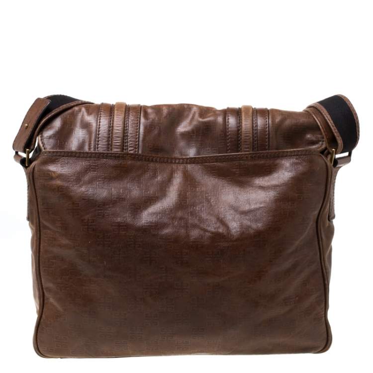 Pre Owned Givenchy Brown Signature Leather Messenger Bag
