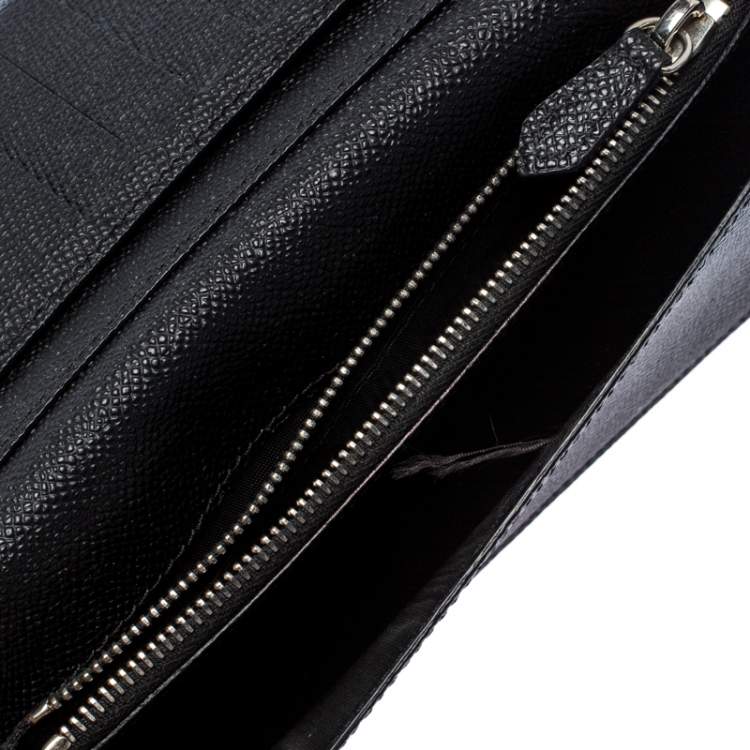 Pre Owned Givenchy Black Leather Bifold Flap Long Wallet