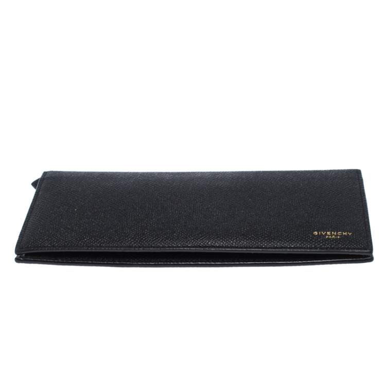 Pre Owned Givenchy Black Leather Bifold Flap Long Wallet